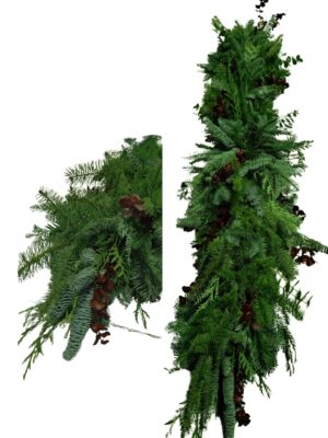 Guirnalda navidad roja (abeto,nobilis, eucalipto