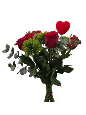 Bouquet green wicky 6 rosas